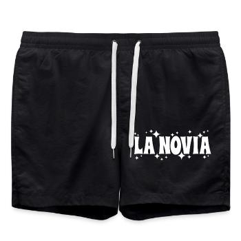 La Novia Girlfriend Engagement Wedding Gift - Swim Trunks - black - Front - AI Model Male 185 light (185cm)
