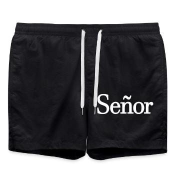 Señor Engagement Groom To Be Wedding Party - Swim Trunks - black - Front - AI Model Male 185 light (185cm)