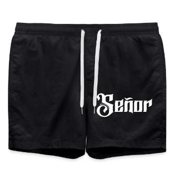 Señor Engagement Groom To Be Wedding Party - Swim Trunks - black - Front - AI Model Male 185 light (185cm)