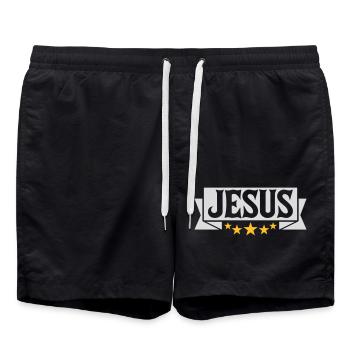 Jesus Christus Banner Zitat - Badeshorts - Schwarz - Vorne - AI Model Male 185 light (185cm)