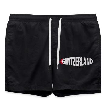 SUISSE CLAIM perle avec demi-armoiries - Short de bain - noir - Devant - AI Model Male 185 light (185cm)