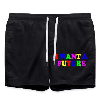 I want a future - Badeshorts - Schwarz - Vorne - AI Model Male 185 light (185cm)
