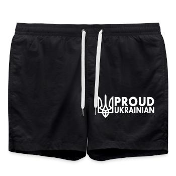 Proud ukrainian ukraine - Swim Trunks - black - Front - AI Model Male 185 light (185cm)