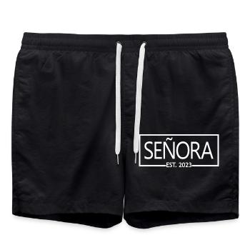 Señora Est. 2023 Fiançailles mariée à être mariage - Short de bain - noir - Devant - AI Model Male 185 light (185cm)