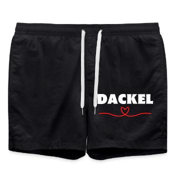 Dackel Dachshund Hund Hundemensch Geschenkidee - Badeshorts - Schwarz - Vorne - AI Model Male 185 light (185cm)