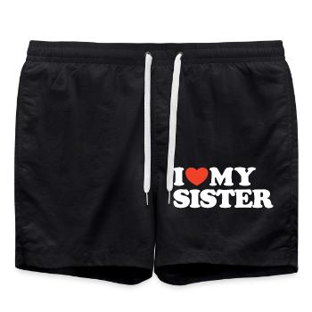 J’aime ma sœur T-shirt cœur - Short de bain - noir - Devant - AI Model Male 185 light (185cm)