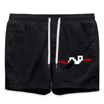 Elsässischer Pixelstorch #tshirtalsace #tshirtcigogne - Badeshorts - Schwarz - Vorne - AI Model Male 185 light (185cm)