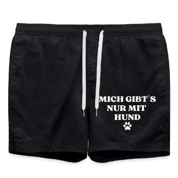 Schöner Hundespruch Hundemensch Geschenk Idee - Badeshorts - Schwarz - Vorne - AI Model Male 185 light (185cm)