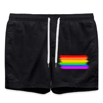 rainbow flag - Swim Trunks - black - Front - AI Model Male 185 light (185cm)