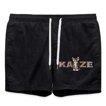 Katze - Für alle die Katzen lieben und das Zeigen - Badeshorts - Schwarz - Vorne - AI Model Male 185 light (185cm)