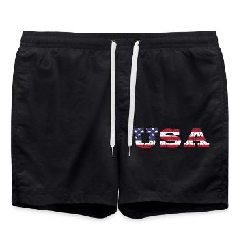Les États-Unis aux couleurs du drapeau américain drapeau - Short de bain - noir - Devant - AI Model Male 185 light (185cm)