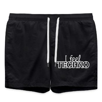 Je ressens techno Je ressens la musique Amour Dire fête - Short de bain - noir - Devant - AI Model Male 185 light (185cm)