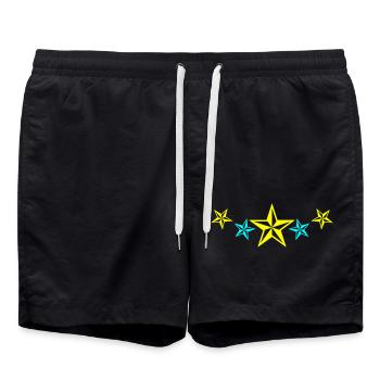 Stars Design 2 - Swim Trunks - black - Front - AI Model Male 185 light (185cm)