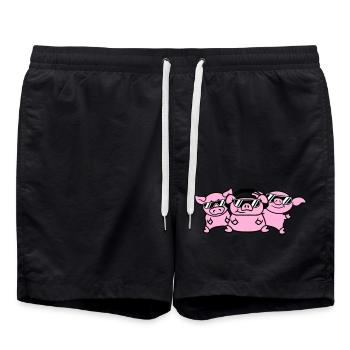 3 DJ Party Pigs Team Three Friends Party Crew - Swim Trunks - black - Front - AI Model Male 185 light (185cm)