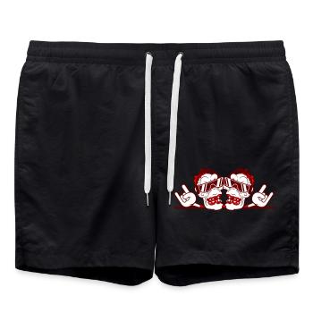 2 DJ Zombies Untote Horror Halloween Party Köpfe - Badeshorts - Schwarz - Vorne - AI Model Male 185 light (185cm)