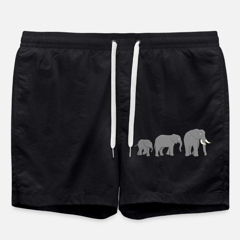 African Elephants - Swim Trunks - black