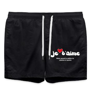 JE T'AIME T-shirt - Funny Phrases NEW 23 - Swim Trunks - black - Front - AI Model Male 185 light (185cm)