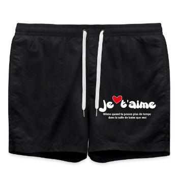 JE T'AIME T-shirt - Funny Quotes NEW 26 - Swim Trunks - black - Front - AI Model Male 185 light (185cm)