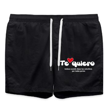 « JE T’AIME » - Citations drôles Couples 15 - Short de bain - noir - Devant - AI Model Male 185 light (185cm)