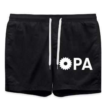 Opa Ingenieur Handwerker Werkstatt Getriebe - Badeshorts - Schwarz - Vorne - AI Model Male 185 light (185cm)