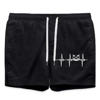 Battement de cœur pour les vacances Mer et palmiers - Short de bain - noir - Devant - AI Model Male 185 light (185cm)