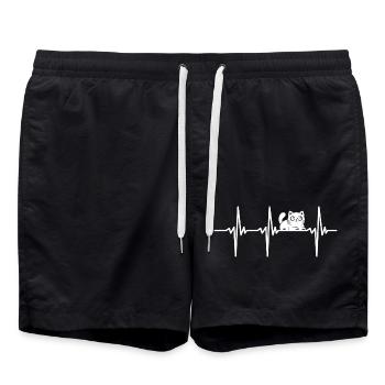 Heartbeat for cute cats - Swim Trunks - black - Front - AI Model Male 185 light (185cm)