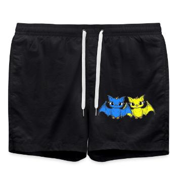 Années 80 Chauve-souris rétro des années 90 Chauves-souris d’Halloween - Short de bain - noir - Devant - AI Model Male 185 light (185cm)