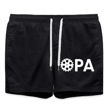 Opa Ingenieur Handwerker Werkstatt Getriebe - Badeshorts - Schwarz - Vorne - AI Model Male 185 light (185cm)