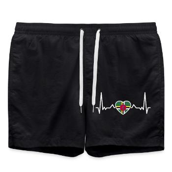 Dominica Heartbeat Dominican Flag - Swim Trunks - black - Front - AI Model Male 185 light (185cm)