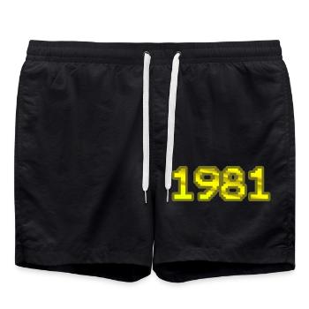 Nerd 1981 - Badeshorts - Schwarz - Vorne - AI Model Male 185 light (185cm)