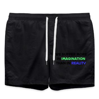 We suffer more in imagination than in reality - Swim Trunks - black - Front - AI Model Male 185 light (185cm)