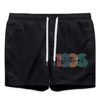 1936 Vintage Retro - Badeshorts - Schwarz - Vorne - AI Model Male 185 light (185cm)