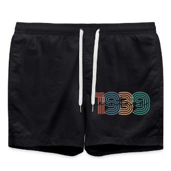 1939 vintage rétro - Short de bain - noir - Devant - AI Model Male 185 light (185cm)