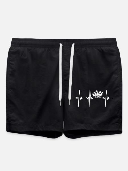 Herzschlag für Wildpferde Herde - Badeshorts - Schwarz
