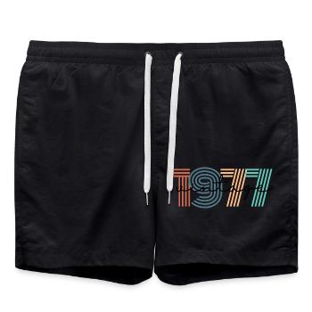 1977 Vintage Retro - Swim Trunks - black - Front - AI Model Male 185 light (185cm)