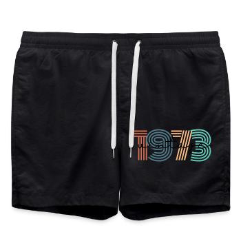 1973 Vintage Retro - Badeshorts - Schwarz - Vorne - AI Model Male 185 light (185cm)
