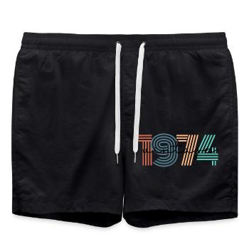 1974 Vintage Retro - Swim Trunks - black - Front - AI Model Male 185 light (185cm)