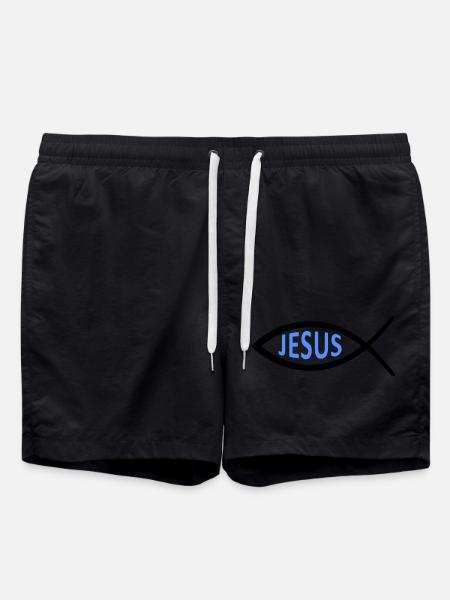 jesus fisch symbol - Badeshorts - Schwarz