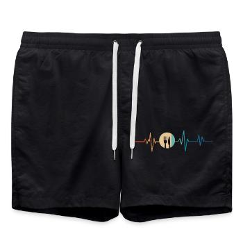 Battement de coeur rétro cuillère et fourchette - Short de bain - noir - Devant - AI Model Male 185 light (185cm)