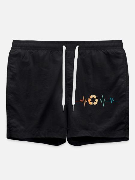 Retro-Herzschlag-Recycling - Badeshorts - Schwarz