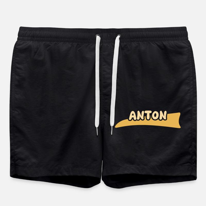 First name Anton - Swim Trunks - black