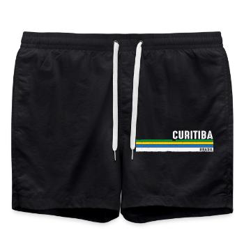 Vintage Curitiba Brazil Heritage - Proud and Bold - Swim Trunks - black - Front - AI Model Male 185 light (185cm)