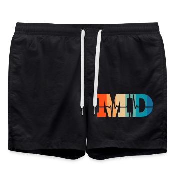 Battement de cœur rétro medical doctor - Short de bain - noir - Devant - AI Model Male 185 light (185cm)