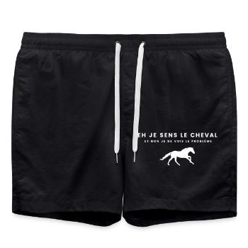 Hey, I feel the horse and no, I don't see the problem - Swim Trunks - black - Front - AI Model Male 185 light (185cm)