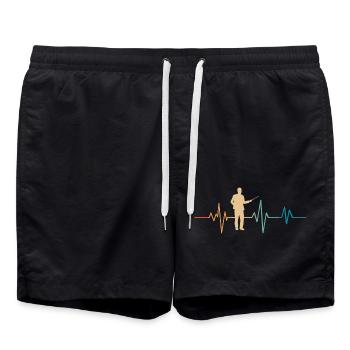 Retro Heartbeat Teacher - Swim Trunks - black - Front - AI Model Male 185 light (185cm)