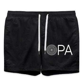 Opa Dart Spieler Geschenkidee - Badeshorts - Schwarz - Vorne - AI Model Male 185 light (185cm)