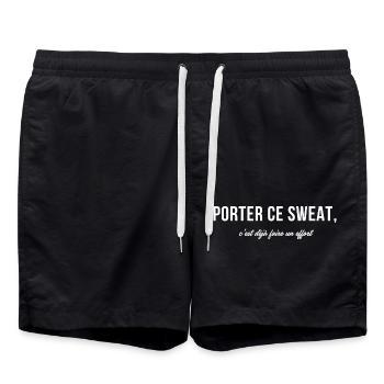 Porter ce sweat c’est déjà faire un effort- humour - Short de bain - noir - Devant - AI Model Male 185 light (185cm)