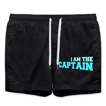 I Am The Captain Sailor Saying Text Quote Logo - Swim Trunks - black - Front - AI Model Male 185 light (185cm)