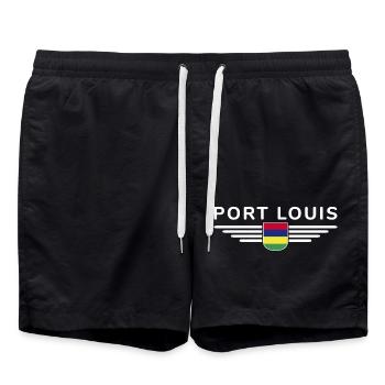 Port Louis T-Shirt – Für Mauritius-Fans - Badeshorts - Schwarz - Vorne - AI Model Male 185 light (185cm)