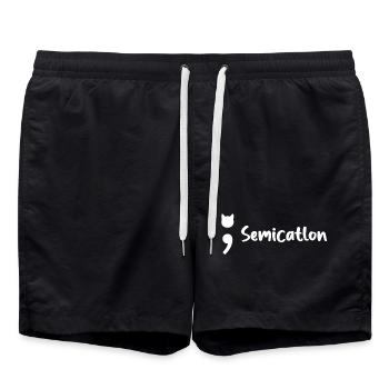 Chat semi-catlon - Short de bain - noir - Devant - AI Model Male 185 light (185cm)